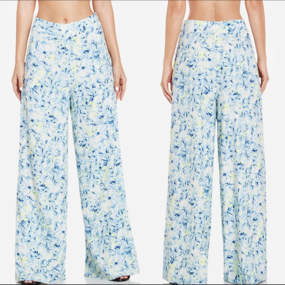 Lovers + Friends Willow floral wide leg high rise palazzo pants XS EUC!